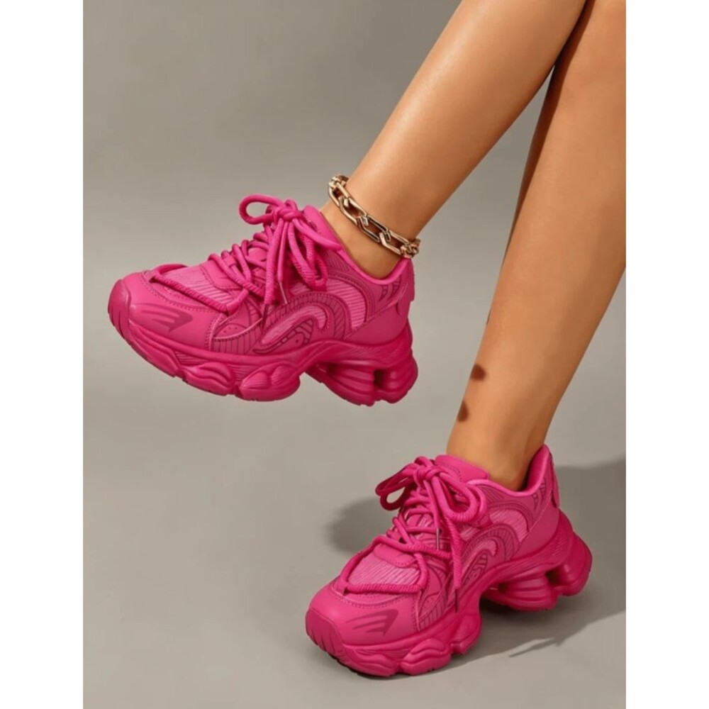 TSMY 2026 Hot Pink Chunky Sneakers Women's Streetwear height increasing size 6